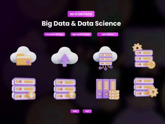 Big Data Data Science 3D Icon