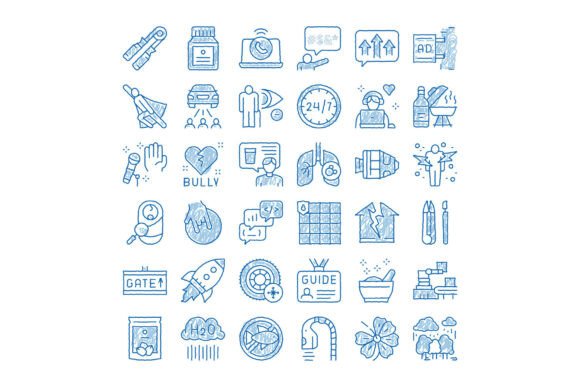 Blue Doodle Hand Drawn Conceptual Icon S
