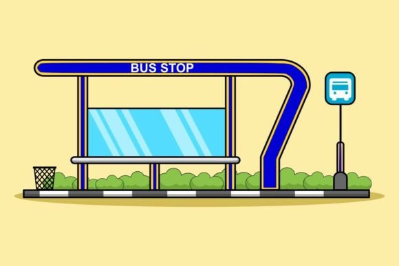 Bus Stop with Sign and Shelter: A Practical Vector Asset for Urban Design and Communication