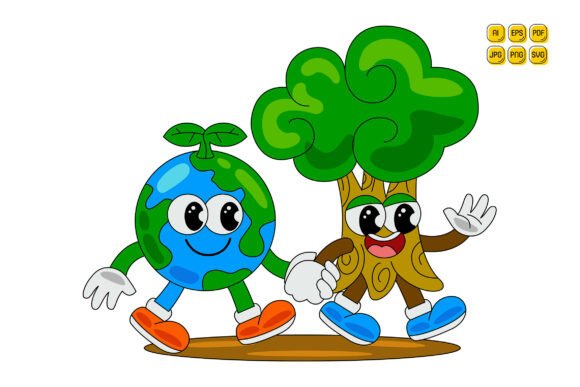 Cartoon Earth Character Vector Art 06