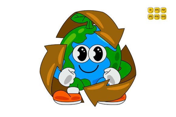 Cartoon Earth Character Vector Art 11