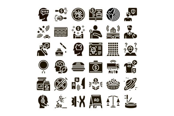 Collection of Modern Glyph Icons Illustr