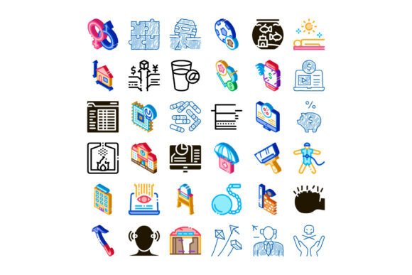 Diverse Abstract Concept Icons Set for L