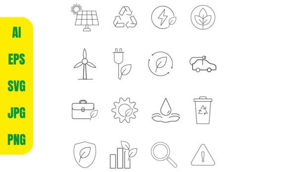 Ecology and Energy Line Icons