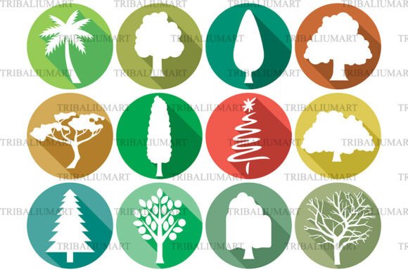 Flat Tree Icon Set