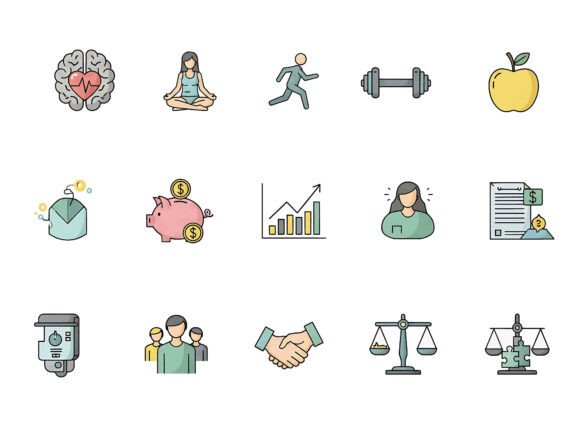 Health Finance Line Icon Set: Simple Icons That Bridge Wellness and Money Decisions