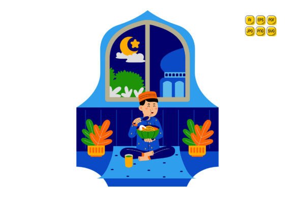 Man Eating Meal During Ramadan Night
