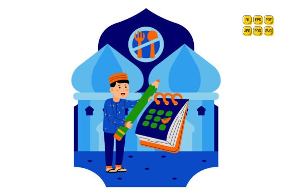Man Marking Ramadan on Calendar: A Flexible Visual Resource for Creative Professionals
