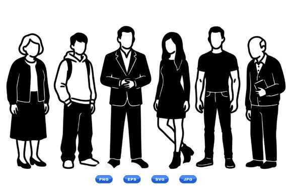 Minimal People Silhouette Set: Versatile, Scalable Vector Icons for Modern Design