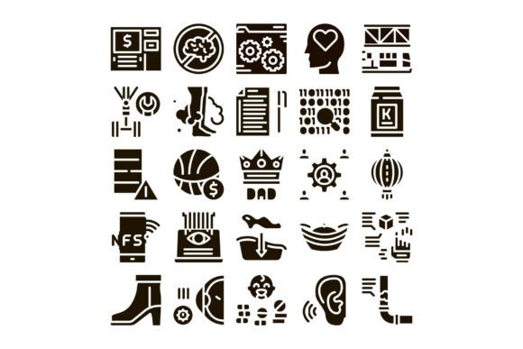 Miscellaneous Black Glyph Icons Set Crea