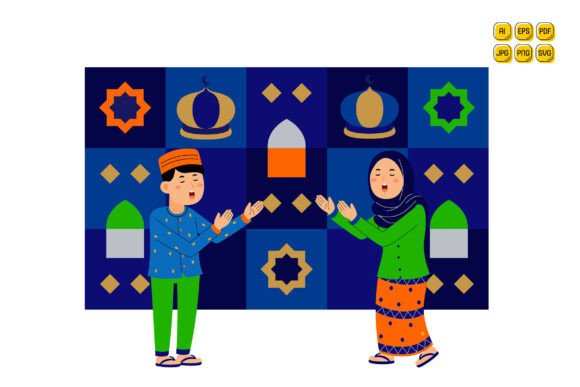 Muslim Couple Praying on Ramadan