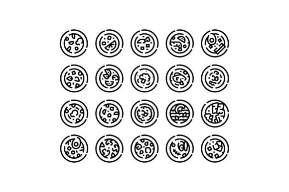 Pizza Toppings Line Drawing Icon Collect