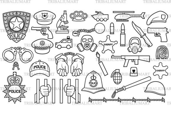 Police Icons Set - Law Enforcement: A Practical Resource for Design, Education, and Communication