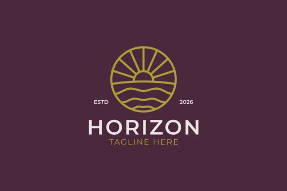 Sunset Horizon Line Art Logo Design