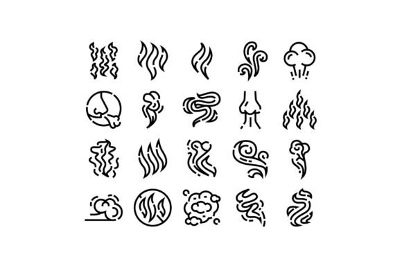Vapor Aroma Scent Odor Smell Icons Set: Minimal Line Art for Real-World Clarity