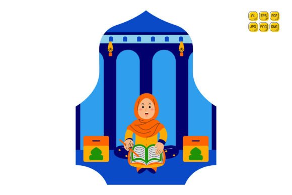 Woman Reading Quran in Mosque